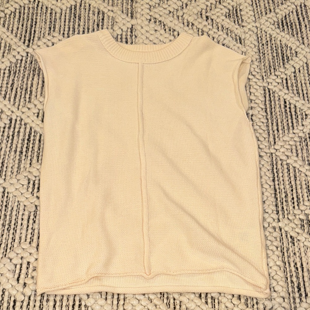 Cream Sleeveless Knit Top